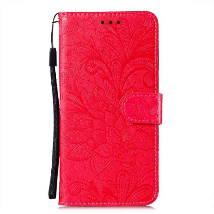 Bild 2,  Samsung Galaxy A24 5G Fodral Med Blommigt Tryck Röd - Teknikhallen.se