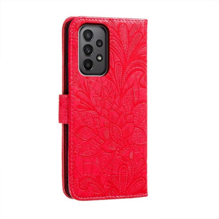 Bild 3,  Samsung Galaxy A24 5G Fodral Med Blommigt Tryck Röd - Teknikhallen.se
