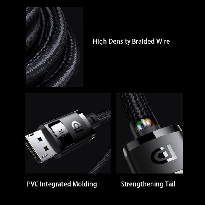 Bild 6, BASEUS Baseus DP DisplayPort Hane Kabel 1m, 8K Stöd Svart - Teknikhallen.se