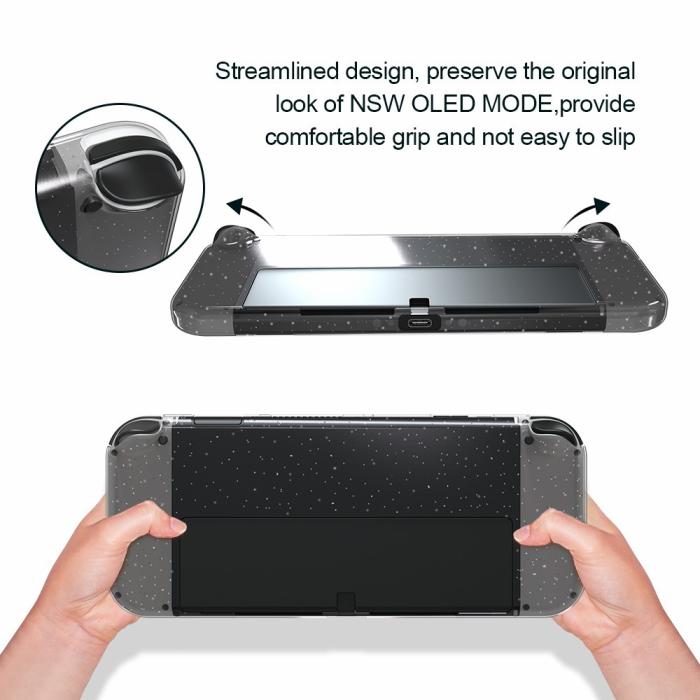 Bild 2,  Nintendo Switch OLED Skal Glitter TPU Transparent - Teknikhallen.se