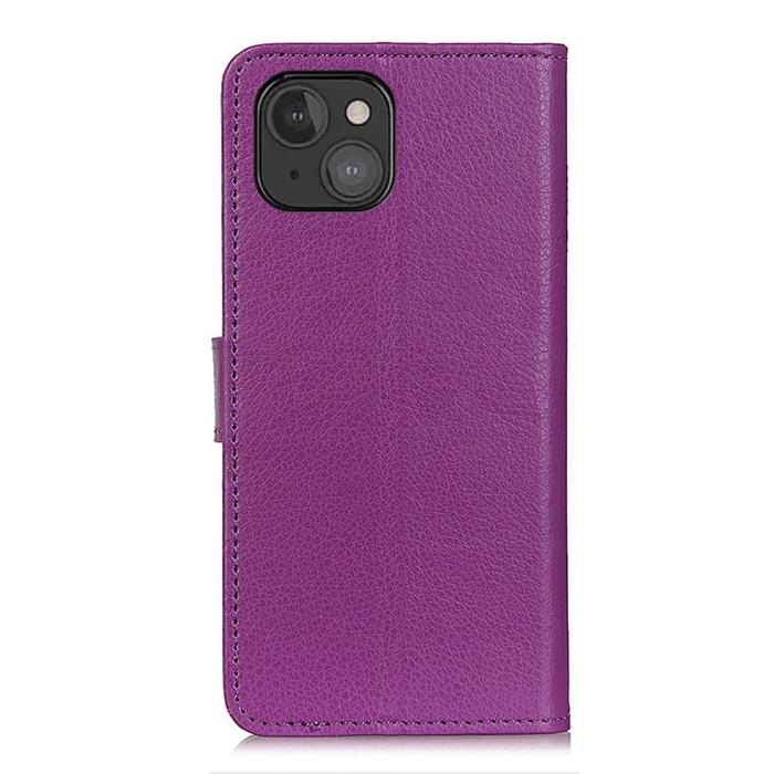 Bild 3,  iPhone 13 Mini - Litchi Läder Fodral - Lila - Teknikhallen.se
