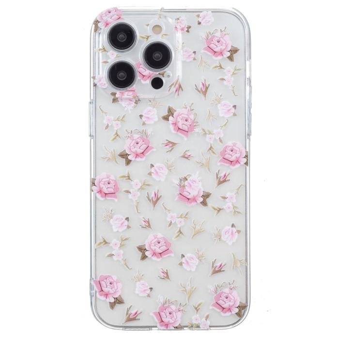 Bild 2,  iPhone 16 Pro Skal TPU Rosa Blommor - Teknikhallen.se