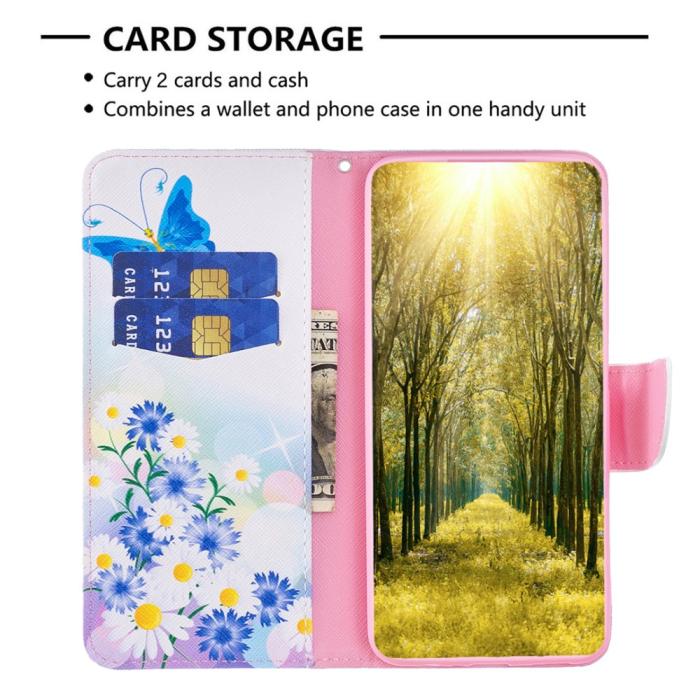Bild 3,  Galaxy S25 Plus / S24 Plus Fodral Med Tryck Fjäril/Blommor - Teknikhallen.se