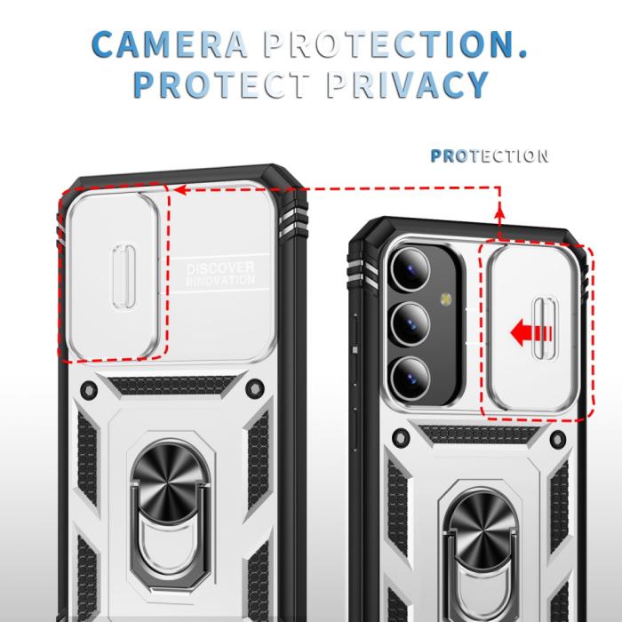 Bild 2,  Galaxy S24 Plus Skal CamShield Ring Hybrid Armor Vit/Svart - Teknikhallen.se