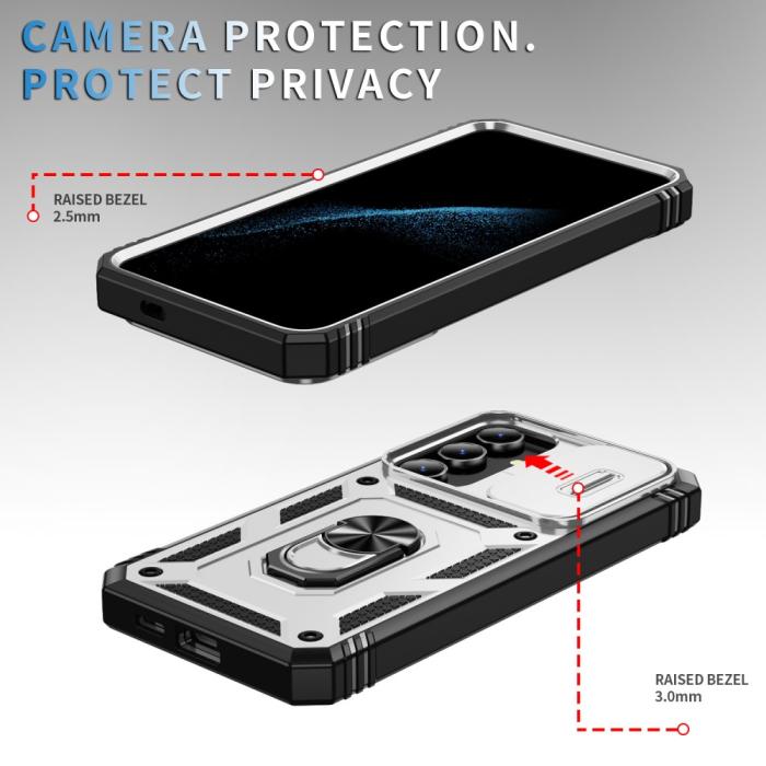 Bild 4,  Galaxy S24 Plus Skal CamShield Ring Hybrid Armor Vit/Svart - Teknikhallen.se