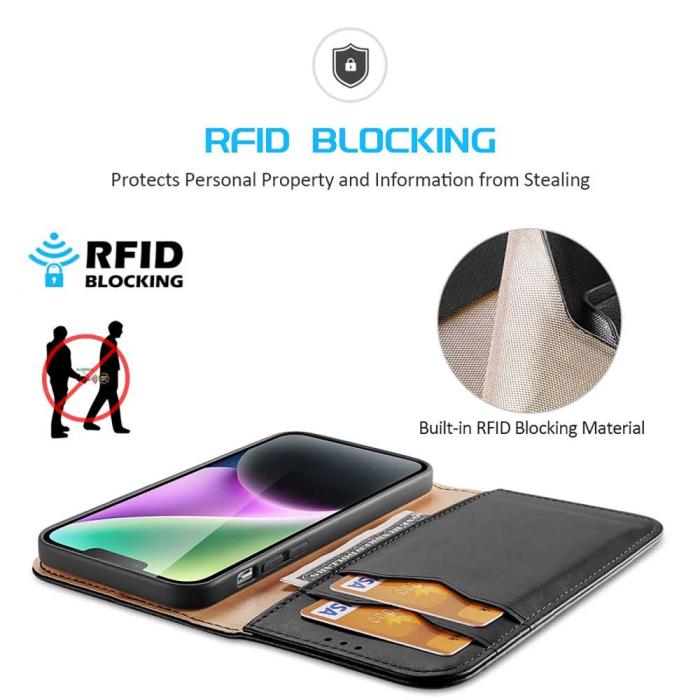 Bild 4, DUX DUCIS DUX DUCIS iPhone 15 Plus Fodral RFID Läder Svart - Teknikhallen.se