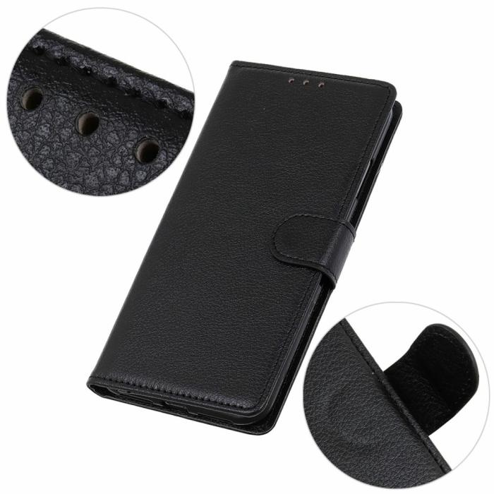 Bild 5,  Motorola Moto E22i Fodral Litchi Läder Svart - Teknikhallen.se