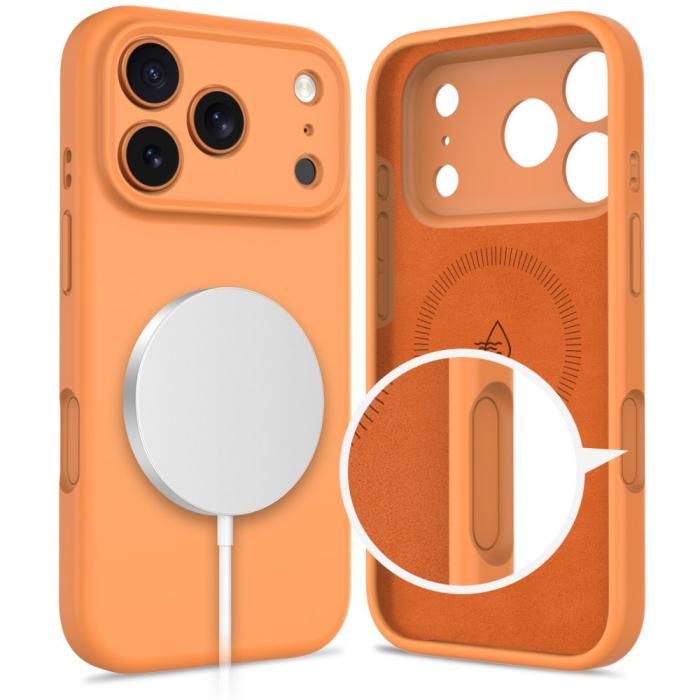 Bild 2, Tech-Protect Tech-Protect iPhone 17 Pro Max Skal MagSafe Silicone Cosmic Orange - Teknikhallen.se