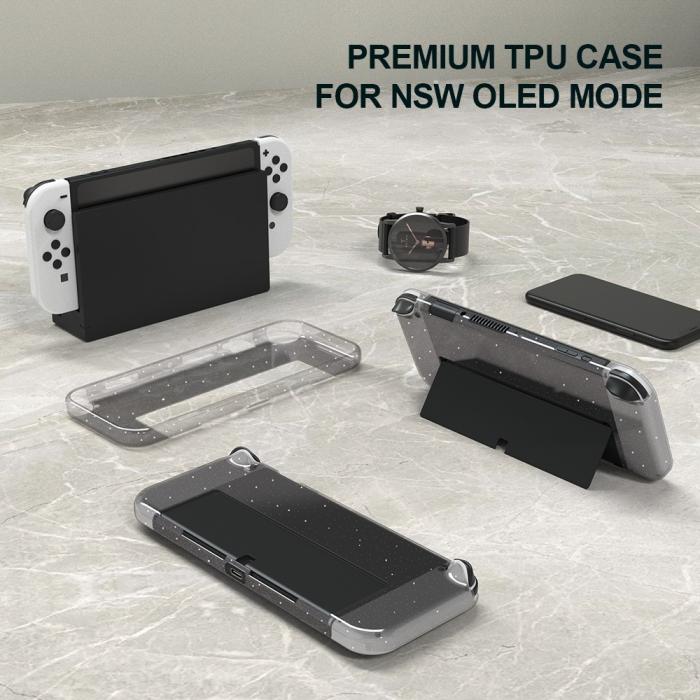 Bild 6,  Nintendo Switch OLED Skal Glitter TPU Transparent - Teknikhallen.se