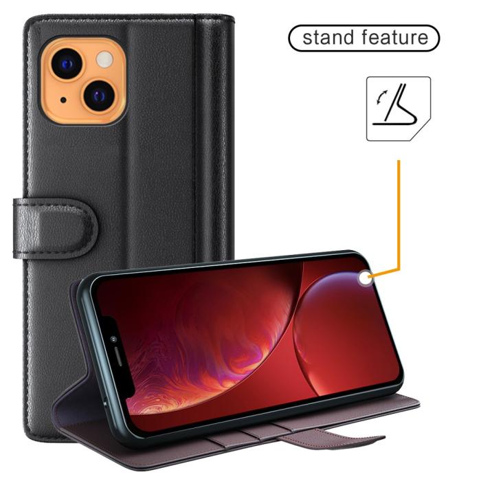 Bild 4,  iPhone 13 Mini - Premium Äkta Läder Fodral - Brun - Teknikhallen.se