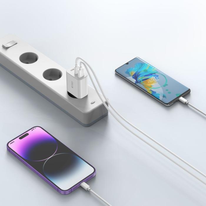 Bild 5, Tech-Protect Tech-Protect 30W PD/QC Väggladdare 2x USB-C 1x USB-A Svart - Teknikhallen.se