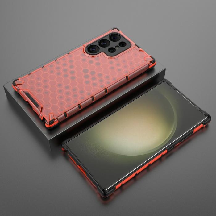 Bild 3,  Galaxy S24 Ultra Skal Honeycomb Shockproof Hybrid Röd - Teknikhallen.se