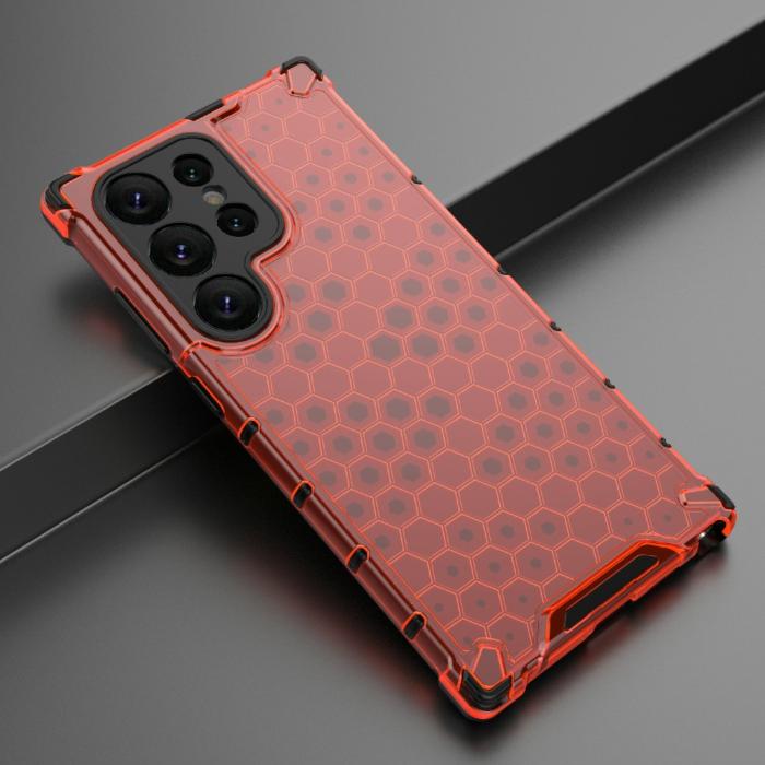 Bild 4,  Galaxy S24 Ultra Skal Honeycomb Shockproof Hybrid Röd - Teknikhallen.se