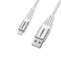 OtterBox OtterBox Premium 1m Lightning - USB-A Kabel Nylonflätad Vit - Teknikhallen.se