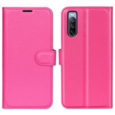  Sony Xperia 10 IV Fodral Litchi L&auml;der Rosa - Teknikhallen.se