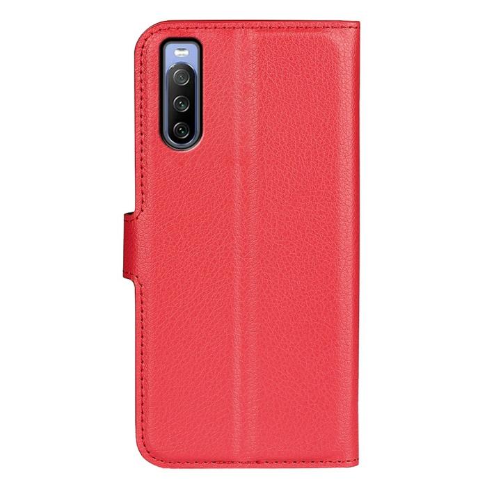 Bild 6,  Sony Xperia 10 IV Fodral Litchi Läder Röd - Teknikhallen.se