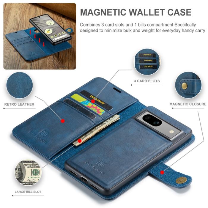 Bild 5, DG.MING DG.MING Google Pixel 8A 2in1 Magnet Fodral Blå - Teknikhallen.se