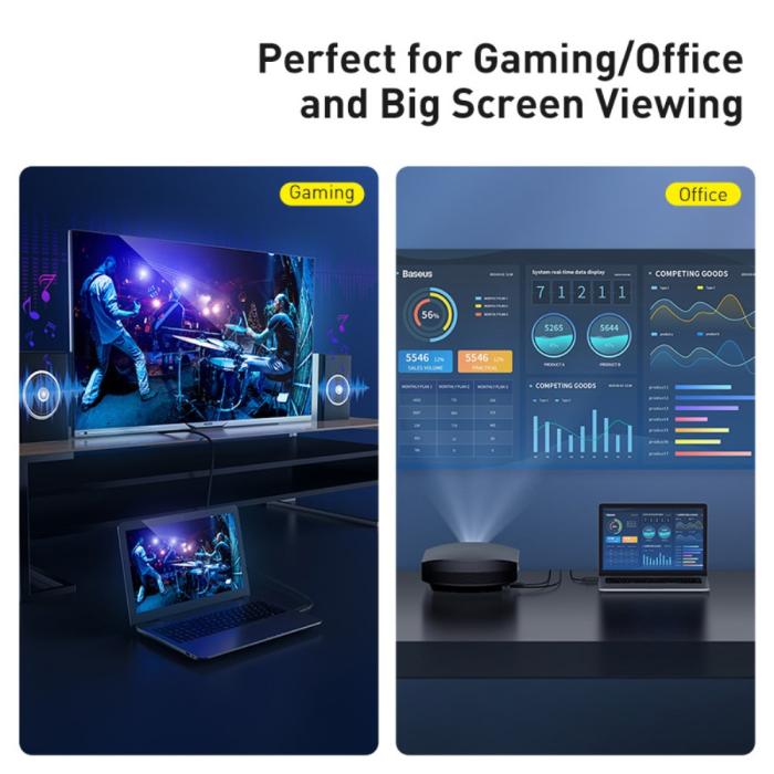 Bild 3, BASEUS Baseus 3m 4K 60Hz HD HDMI - HDMI Kabel Svart - Teknikhallen.se