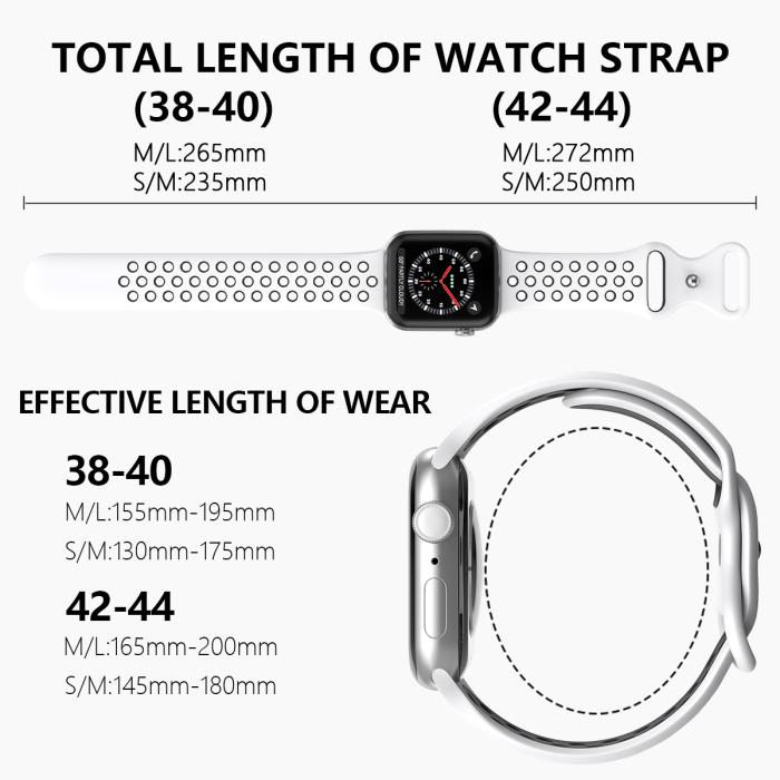 Bild 4, ColorPop Sportarmband Dual-Color Apple Watch 42/41/40/38 mm (M/L) Vit/Svart - Teknikhallen.se