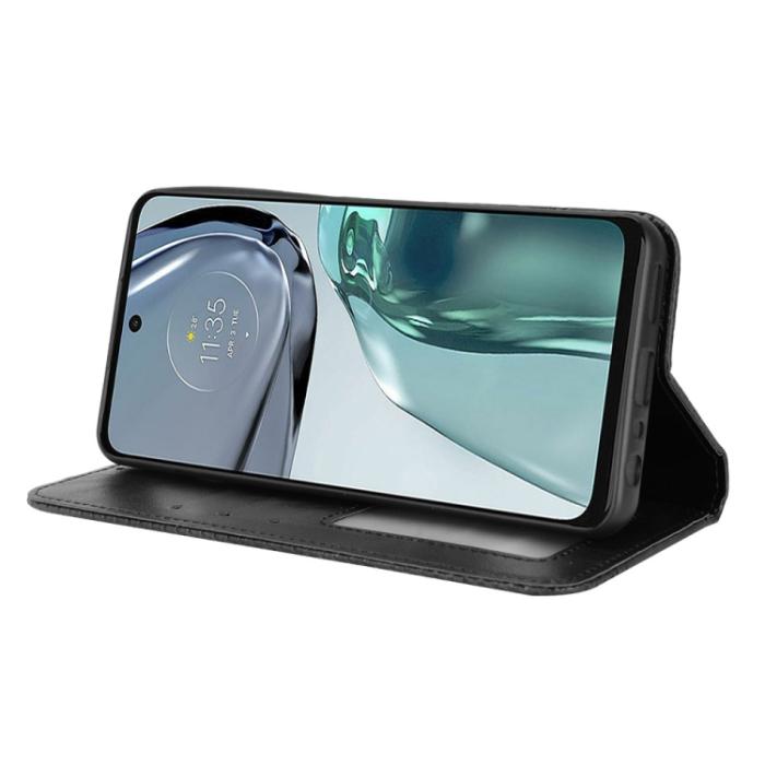 Bild 4,  Motorola Moto G62 5G Fodral Retro Läder Svart - Teknikhallen.se