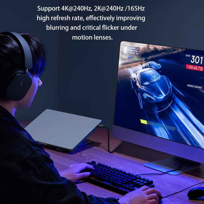 Bild 3, BASEUS Baseus DP DisplayPort Hane Kabel 1.5m, 8K Stöd Svart - Teknikhallen.se