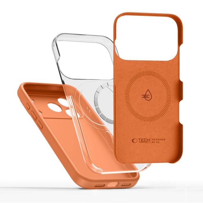 Bild 5, Tech-Protect Tech-Protect iPhone 17 Pro Max Skal MagSafe Silicone Cosmic Orange - Teknikhallen.se