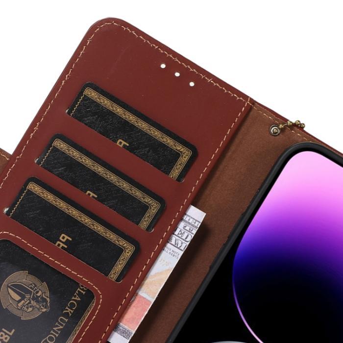 Bild 6,  iPhone 15 Pro Fodral RFID Äkta Läder Brun - Teknikhallen.se