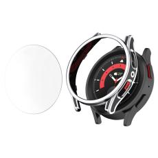  Galaxy Watch 4/5 40mm Skal Med H&auml;rdat Glas Svart/Silver - Teknikhallen.se