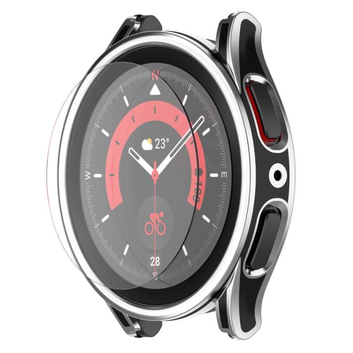 Bild 2,  Galaxy Watch 4/5 40mm Skal Med Härdat Glas Svart/Silver - Teknikhallen.se