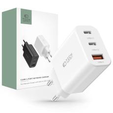 Tech-Protect Tech-Protect 30W PD/QC V&auml;ggladdare 2x USB-C 1x USB-A Vit - Teknikhallen.se
