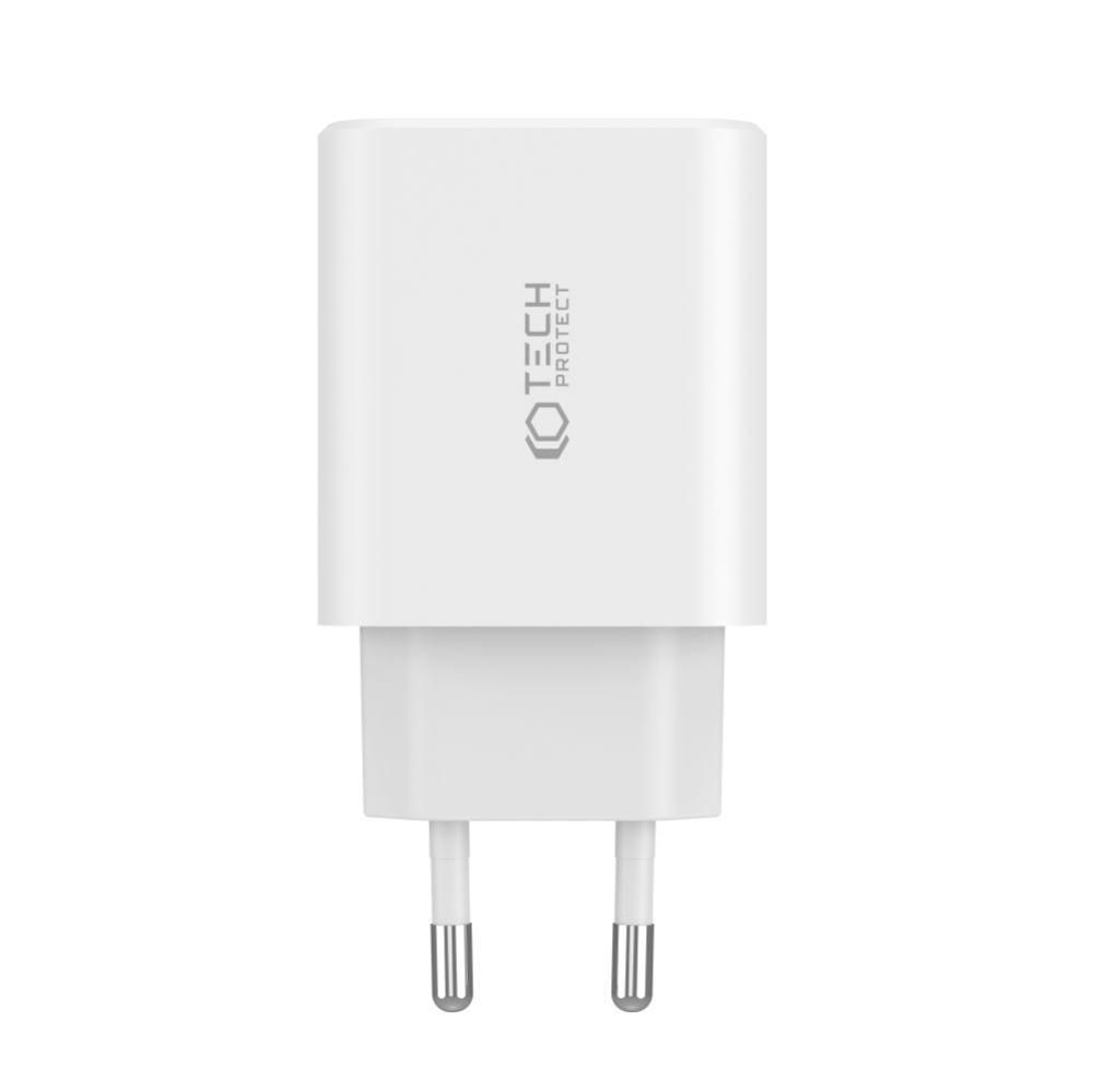 Tech-Protect Tech-Protect 30W PD/QC Väggladdare 2x USB-C 1x USB-A Vit - Teknikhallen.se