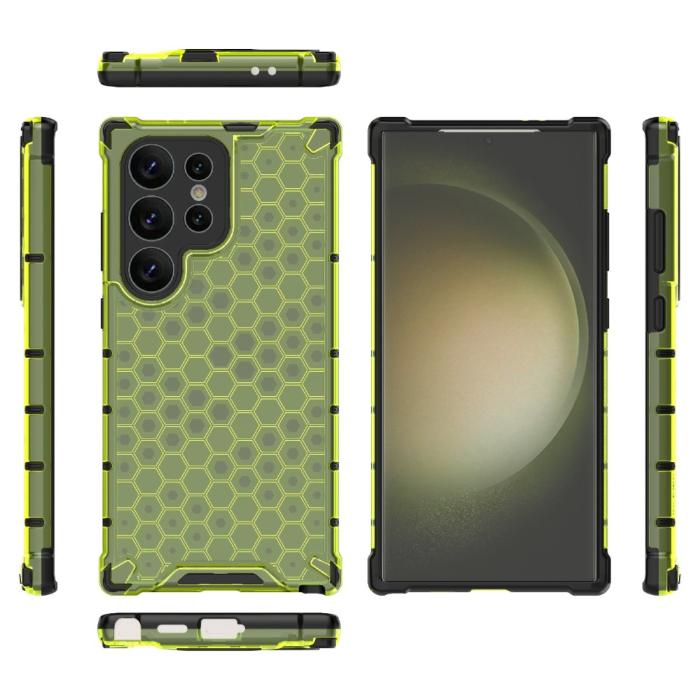 Bild 2,  Galaxy S24 Ultra Skal Honeycomb Shockproof Hybrid Grön - Teknikhallen.se