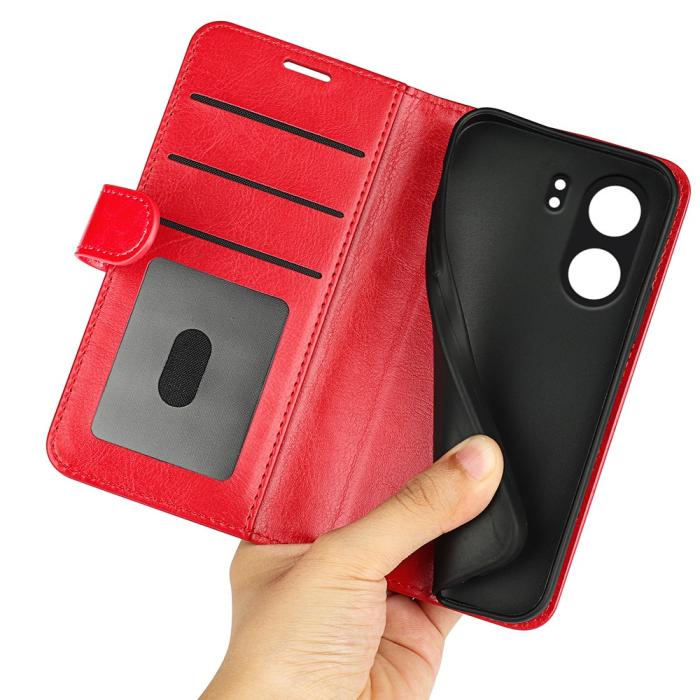 Bild 4,  Xiaomi Redmi 13C 4G Fodral Crazy Horse Läder Röd - Teknikhallen.se