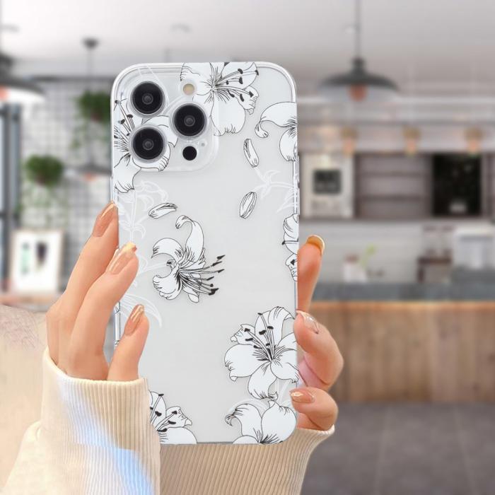 Bild 5,  iPhone 16 Pro Skal TPU Vita Blommor - Teknikhallen.se