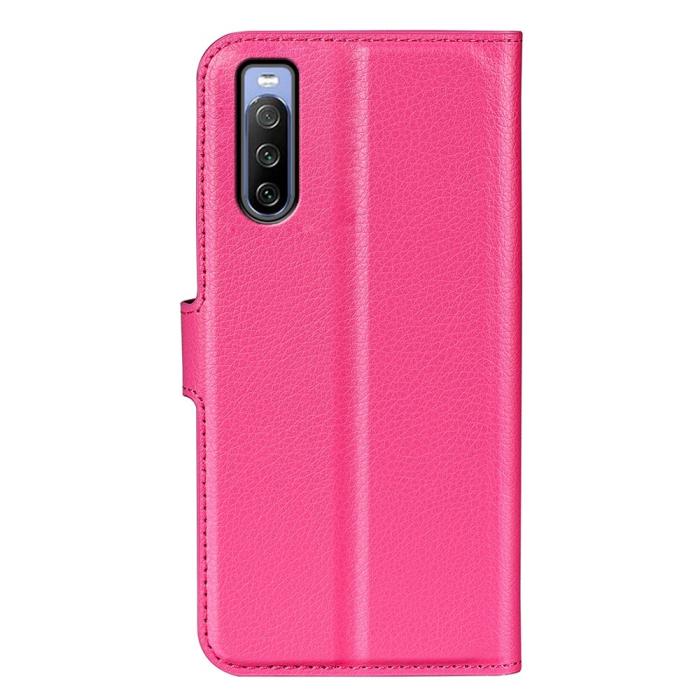 Bild 6,  Sony Xperia 10 IV Fodral Litchi Läder Rosa - Teknikhallen.se
