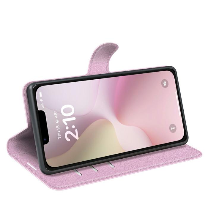 Bild 3,  iPhone 17e / 16e Fodral Litchi Läder Ljus Rosa - Teknikhallen.se