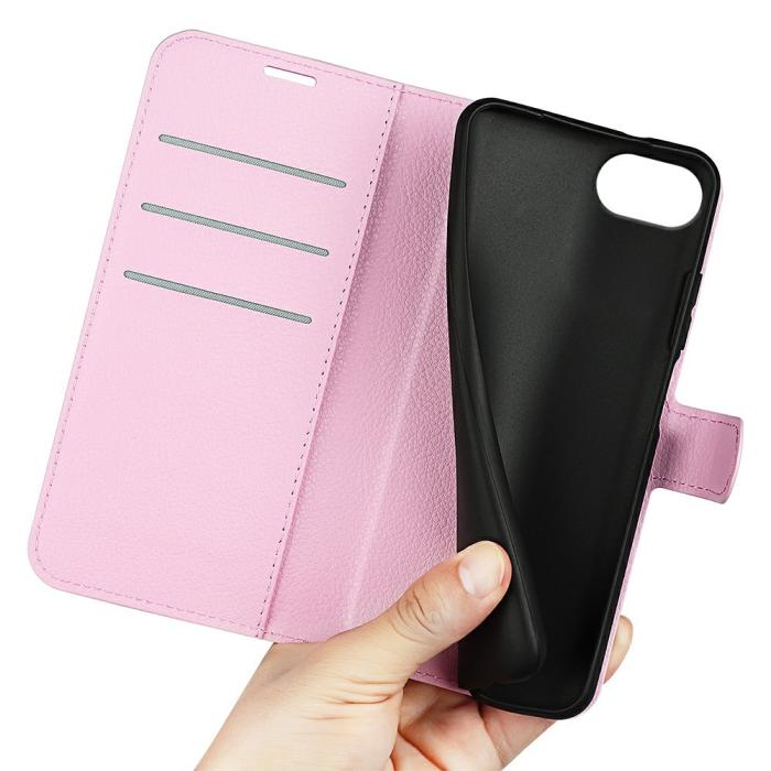 Bild 4,  iPhone 17e / 16e Fodral Litchi Läder Ljus Rosa - Teknikhallen.se