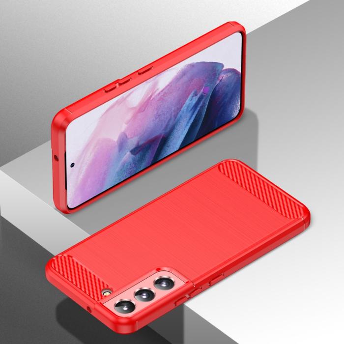 Bild 6,  Samsung Galaxy S22 Plus Skal Borstad Stål Textur Röd - Teknikhallen.se