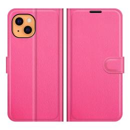  iPhone 13 Mini - Litchi Skin Läder Fodral - Rosa - Teknikhallen.se