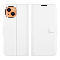  iPhone 13 Mini - Litchi Skin L&auml;der Fodral - Vit - Teknikhallen.se