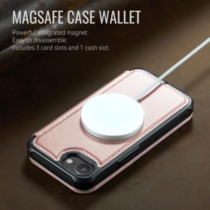 Bild 3, CASEME CASEME iPhone 16e/17e Skal RFID Plånbok Roséguld - Teknikhallen.se