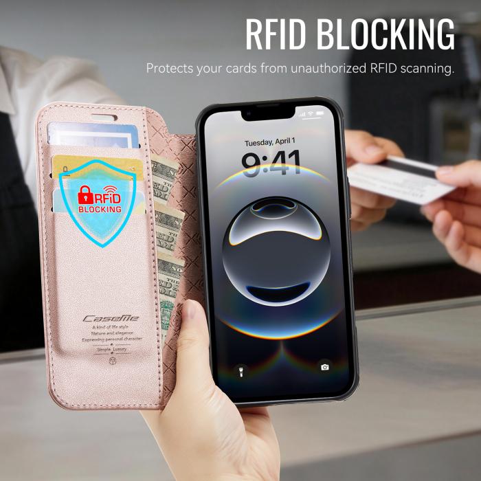Bild 4, CASEME CASEME iPhone 16e/17e Skal RFID Plånbok Roséguld - Teknikhallen.se