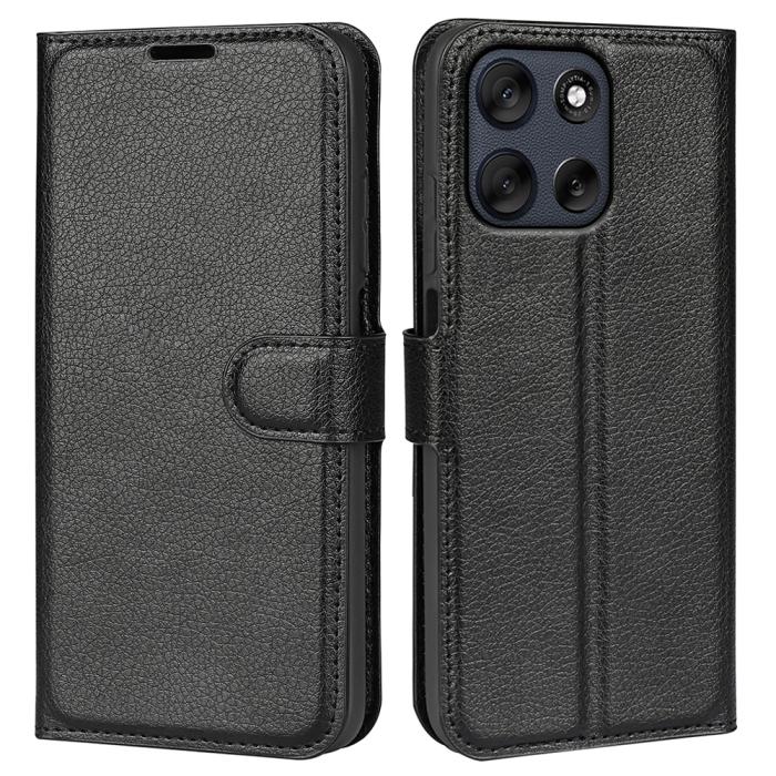 Bild 4,  Motorola Moto G56 5G Fodral Litchi Läder Svart - Teknikhallen.se