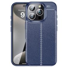  iPhone 16 Pro Max Skal Litchi Textur M&ouml;rk Bl&aring; - Teknikhallen.se