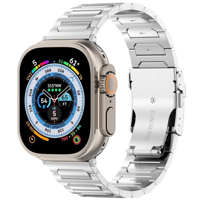 Bild 2,  Apple Watch 42/44/45/46/49 mm Armband Metall Silver - Teknikhallen.se