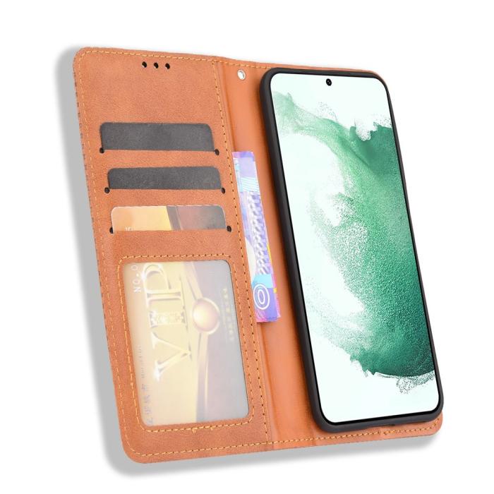 Bild 4,  Samsung Galaxy S22 Plus Fodral Flip Vintage Brun - Teknikhallen.se