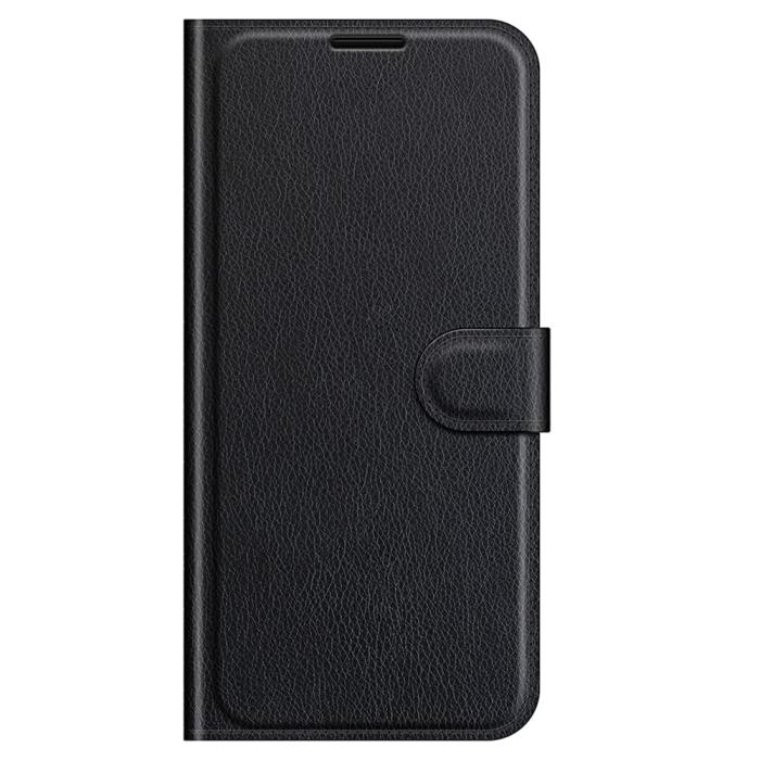 Bild 5,  iPhone 13 Fodral Litchi Läder Svart - Teknikhallen.se