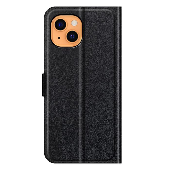 Bild 6,  iPhone 13 Fodral Litchi Läder Svart - Teknikhallen.se