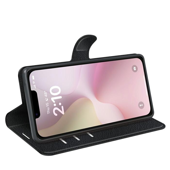 Bild 3,  iPhone 17e / 16e Fodral Litchi Läder Svart - Teknikhallen.se