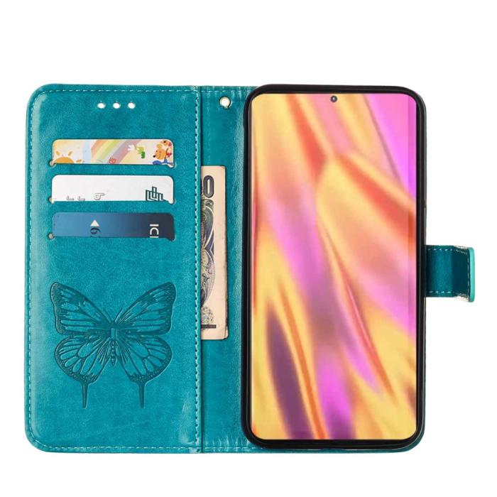 Bild 2,  Samsung Galaxy S23 Ultra Fodral Fjäril Tryck Blå - Teknikhallen.se